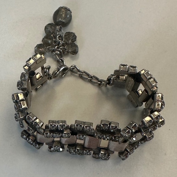 DANNY POLLAK Antique Silver Black Diamond Swarovski Crystal Rock & Roll Bracelet - Picture 10 of 11